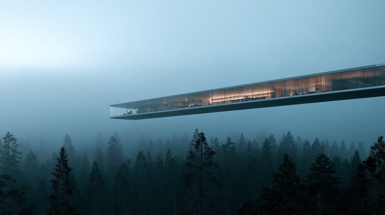 Cantilevered glass pavilion — image 2