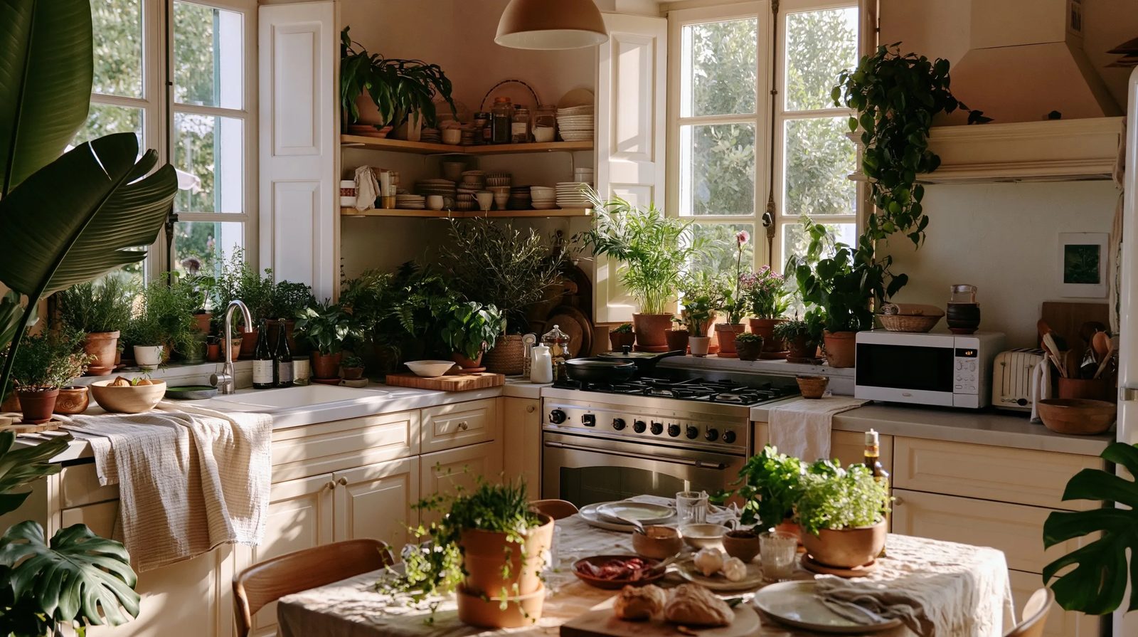 Cottagecore cozy kitchen interior