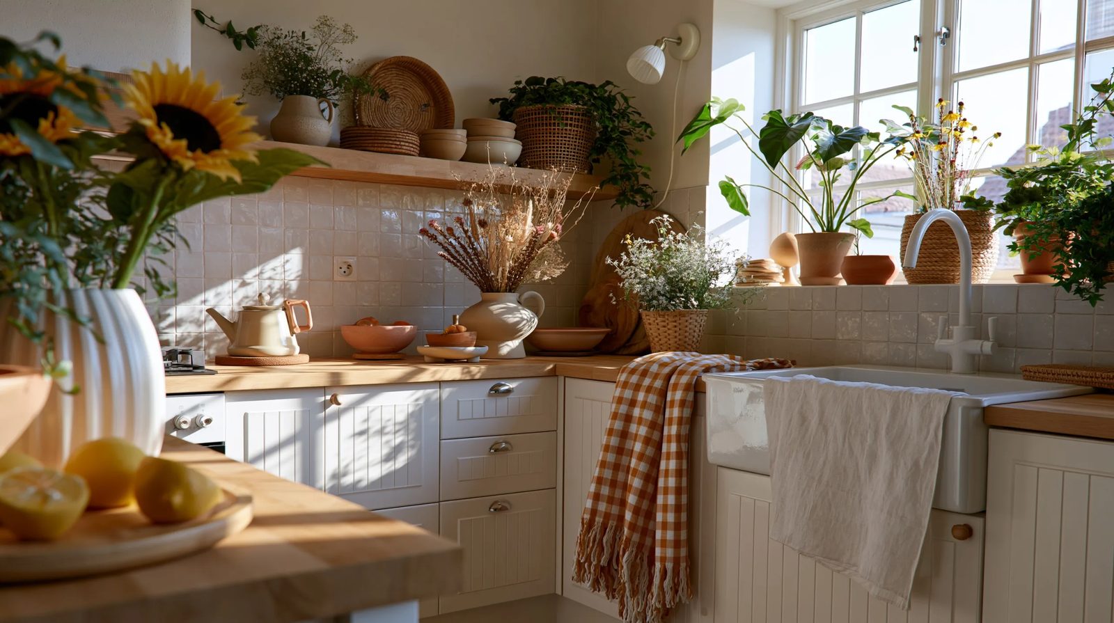 Cottagecore cozy kitchen interior,