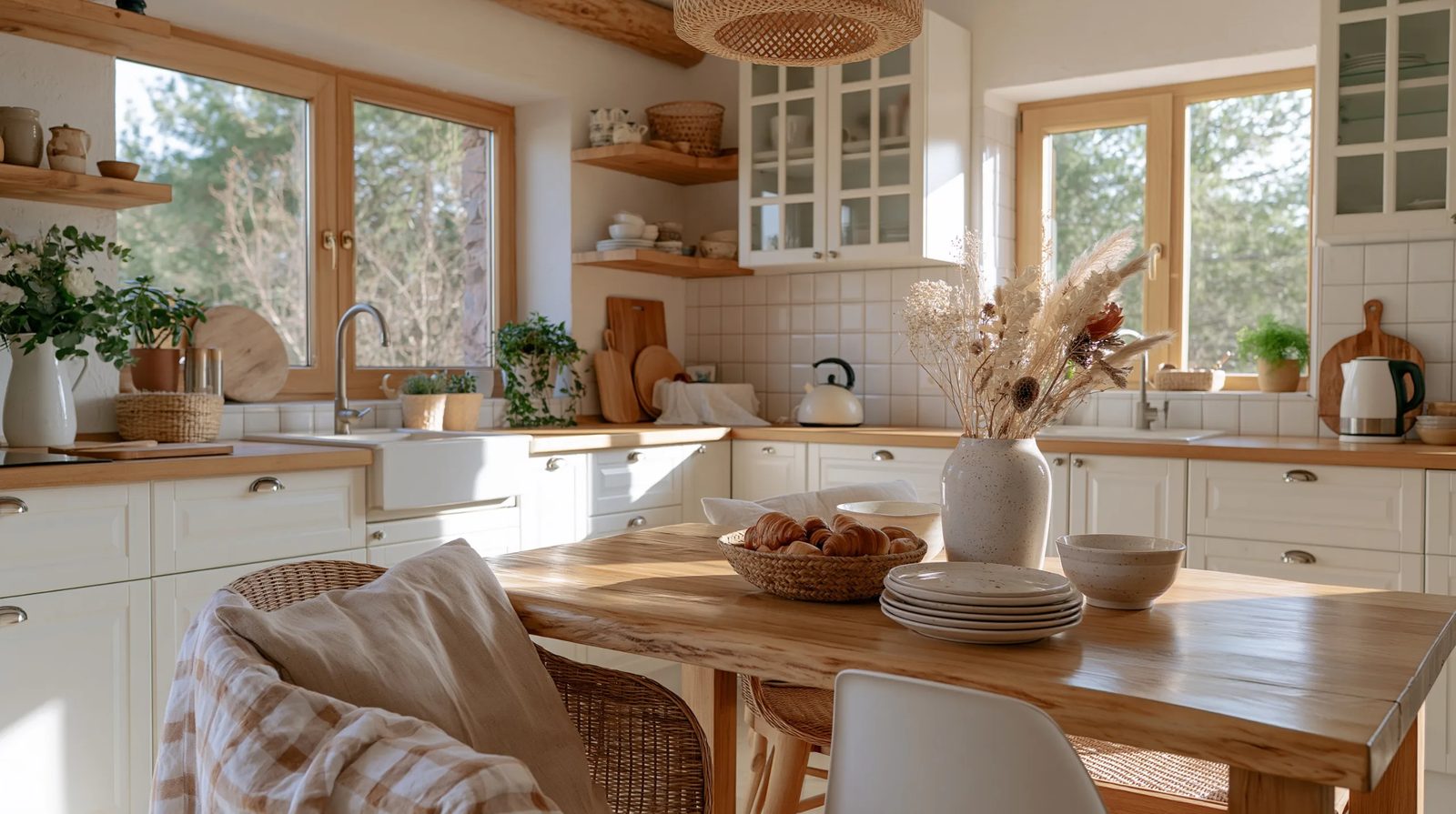 Cottagecore cozy kitchen interior,