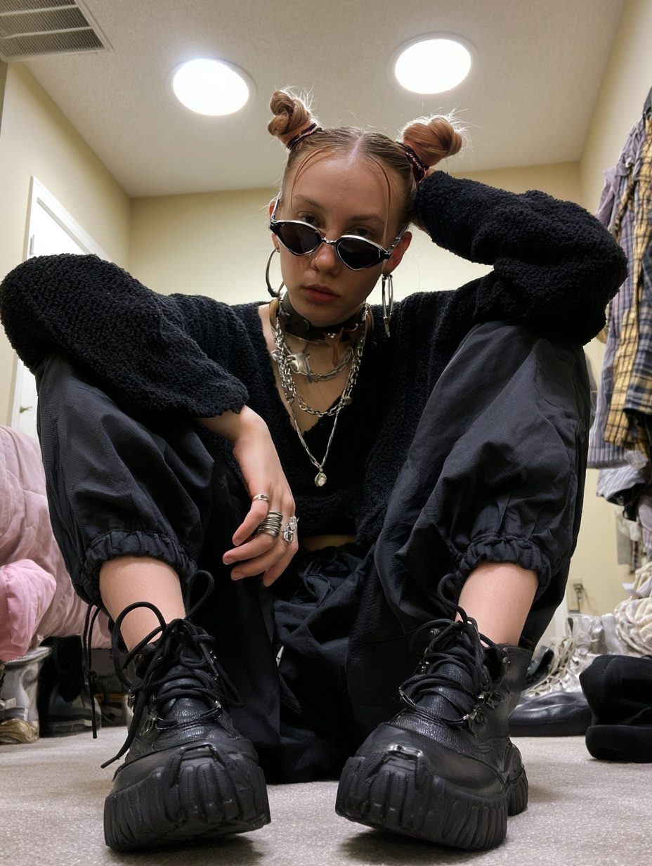Cyber-grunge aesthetic --ar 3:4 --raw --profile 9gfqdl1