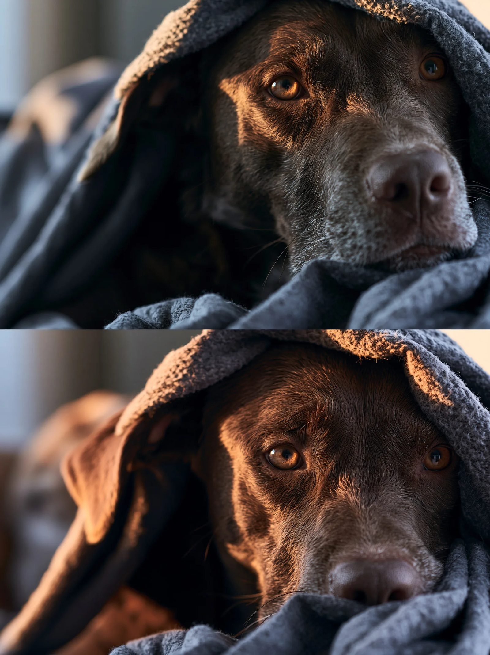 dog in diptych style --ar 3:4 --raw --profile 9gfqdl1 --hd
