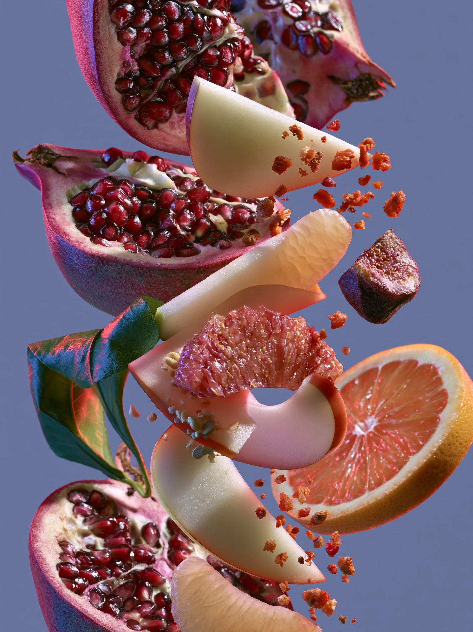 An exploded view of fruit --ar 3:4 --raw --profile 9gfqdl1 --hd