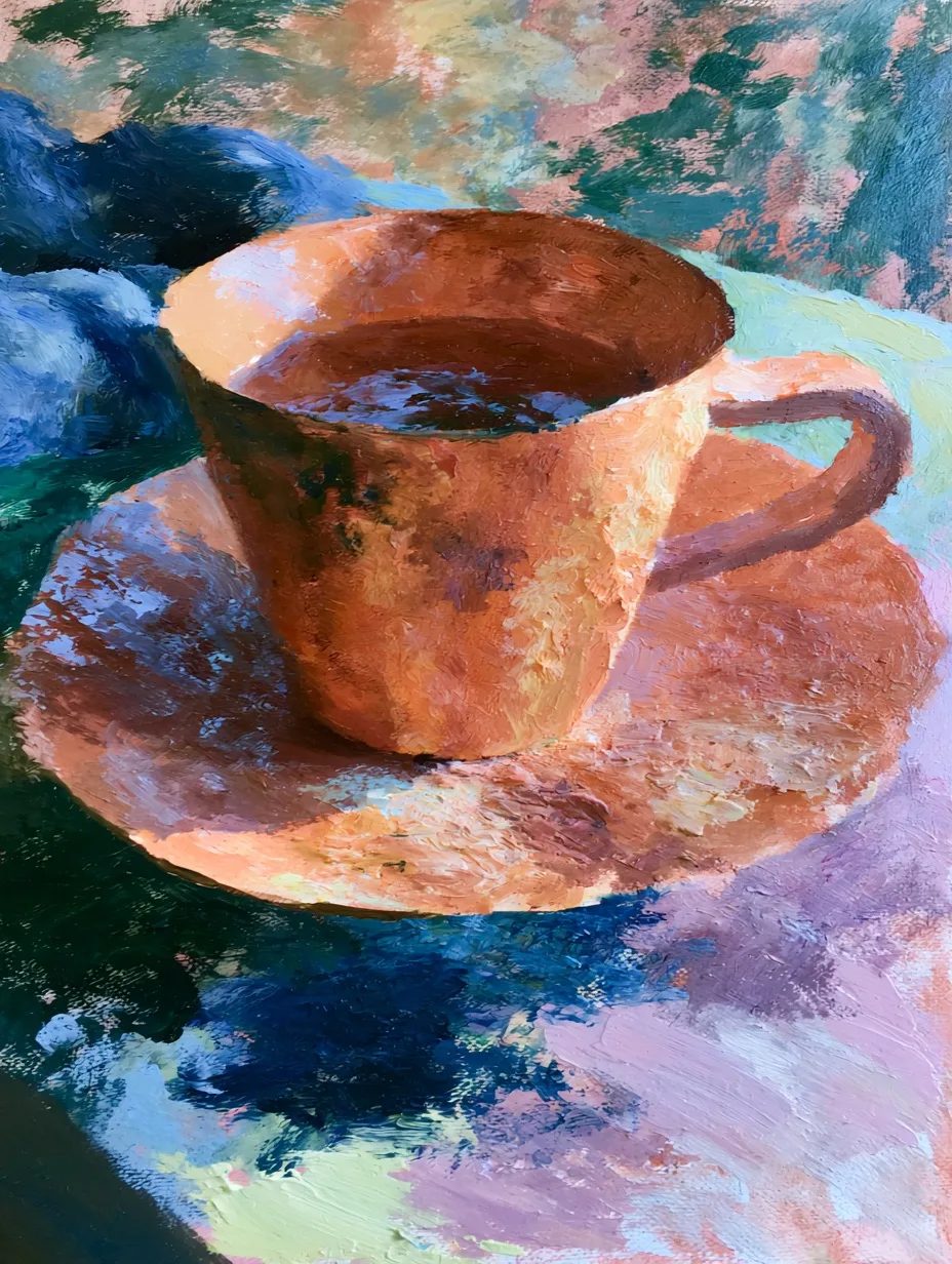 cup in Impressionist palette color --ar 3:4 --raw --profile 9gfqdl1