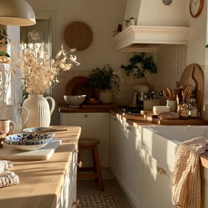 Cottagecore cozy kitchen interior,