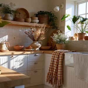 Cottagecore cozy kitchen interior,
