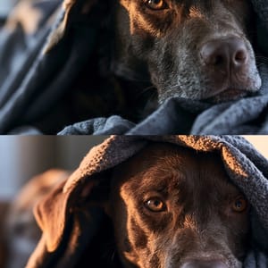dog in diptych style --ar 3:4 --raw --profile 9gfqdl1 --hd