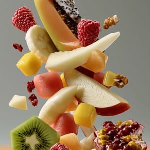 An exploded view of fruit --ar 3:4 --raw --profile 9gfqdl1 --hd