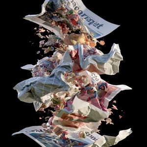 An exploded view of news paper --ar 3:4 --raw --profile 9gfqdl1 --hd
