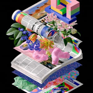 An exploded view of news paper --ar 3:4 --raw --profile 9gfqdl1 --hd