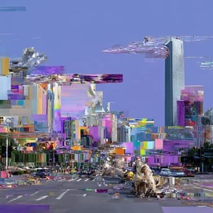  glitch art - city