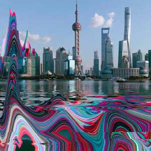  glitch art - city