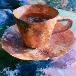 cup in Impressionist palette color --ar 3:4 --raw --profile 9gfqdl1