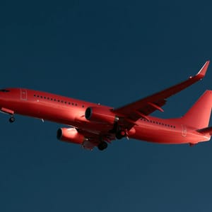 cadmium red airplane , in the darkblue sky , night lighting --preview