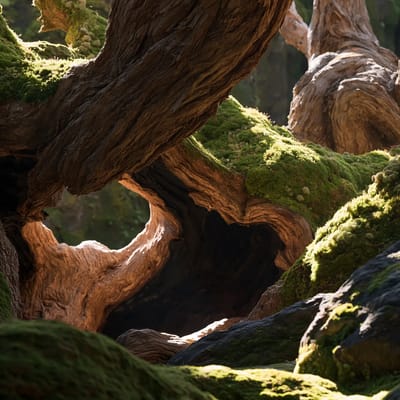 ancient hollowed trunks