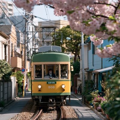 cherry blossom tram street