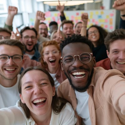 creative workshop group selfie