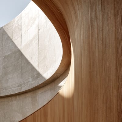 Curved cedar millwork