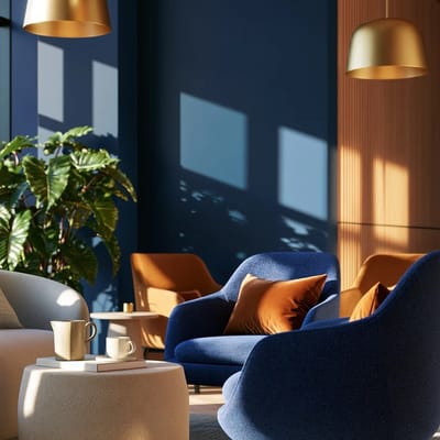 navy and brass