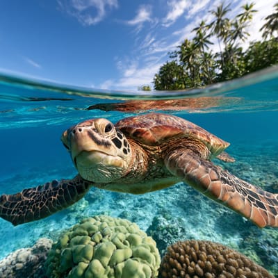 split-level underwater shot