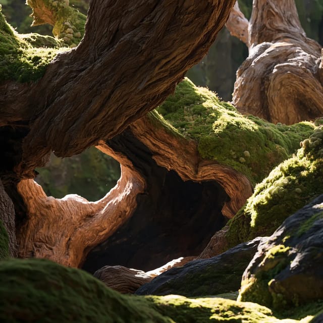ancient hollowed trunks