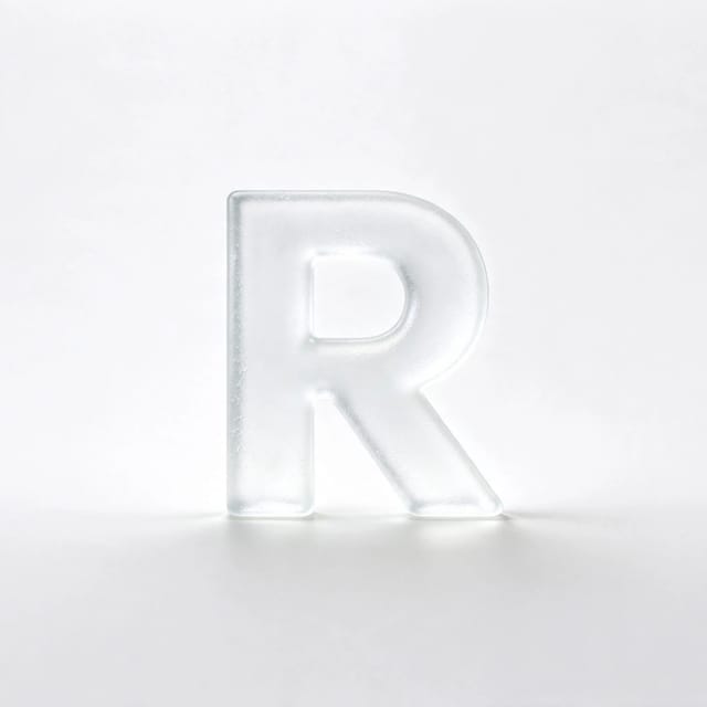 Chunky frosted glass R monogram