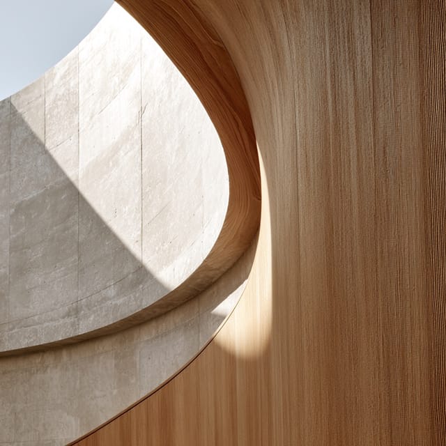 Curved cedar millwork