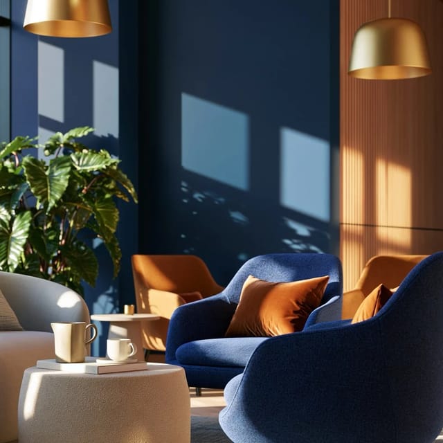 navy and brass