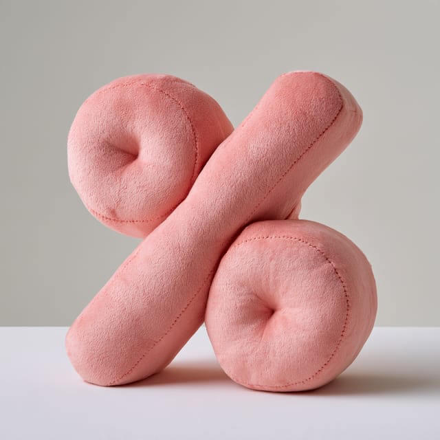 Plush percent sign in blush pink minky