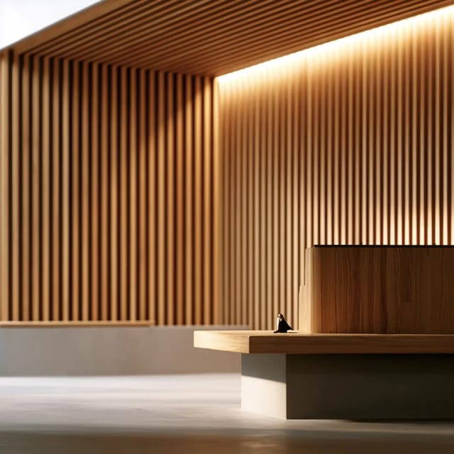 slatted wood paneling