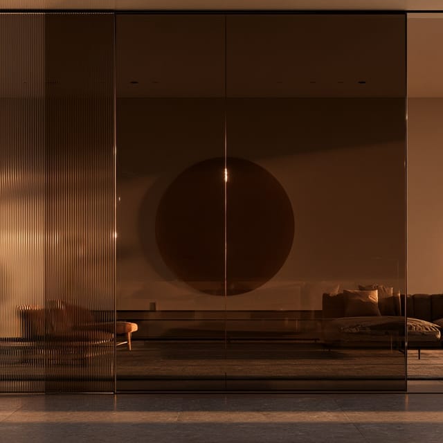 Smoked glass partition