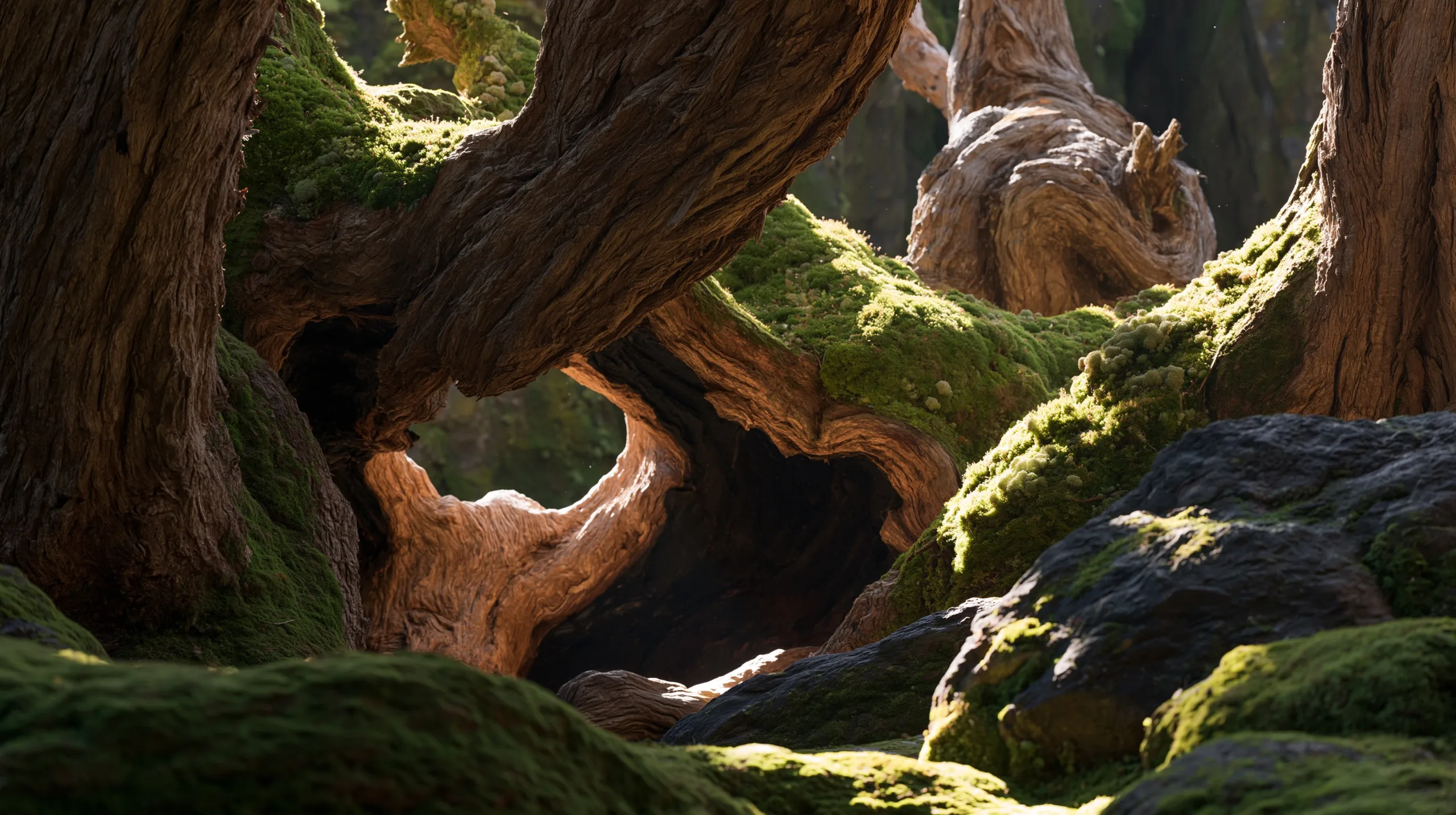 ancient hollowed trunks