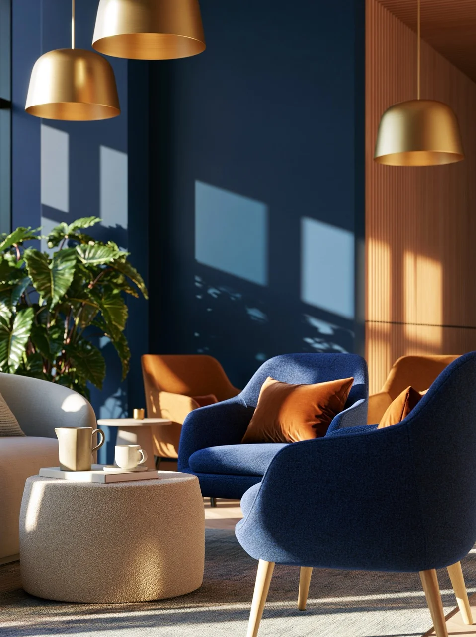 navy and brass