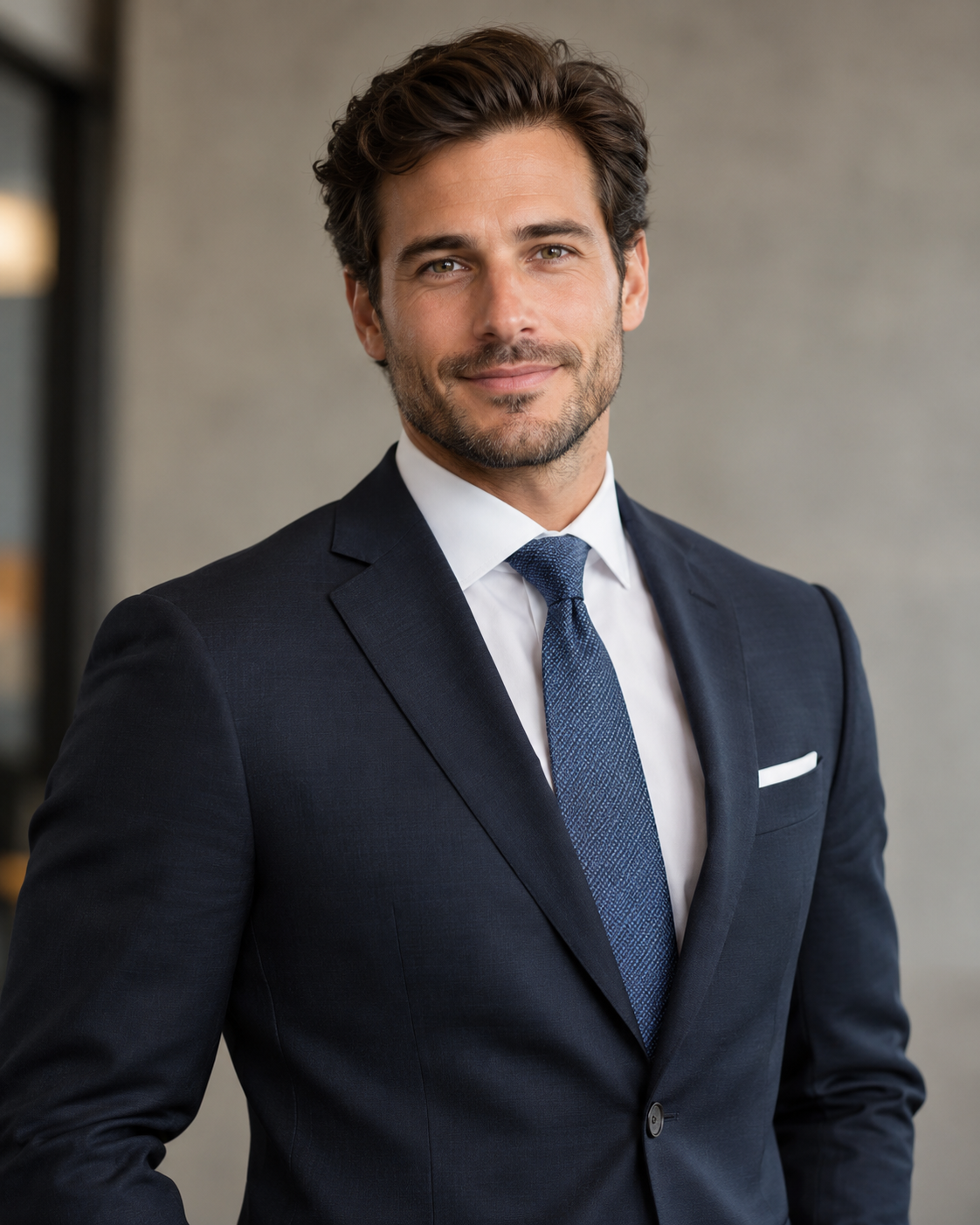 A clean portrait of a man looking directly toward the camera.
