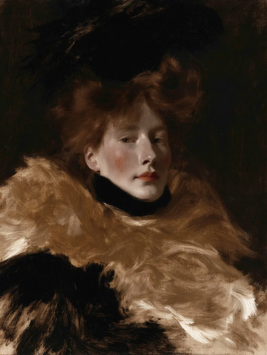 A portrait painted in the Zorn palette, with warm ochre skin tones, vermilion accents, and deep black shadows, against a neutral background.